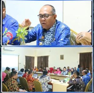 Sekda Kabupaten Lampung Utara, Drs. H. Lekok, M.M., memimpin rapat Monitoring Center for Prevention (MCP) Komisi Pemberantasan Korupsi (KPK) Tahun 2025