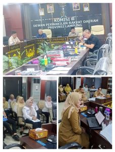 Komisi III DPRD Provinsi Lampung menggelar Rapat Dengar Pendapat (RDP) bersama Organisasi Perangkat Daerah (OPD) mitra kerja