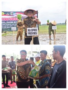 Ketua DPRD Provinsi Lampung, A. Giri Akbar, S.E., M.B.A., menghadiri kegiatan Tanam Padi Bersama Forkopimda