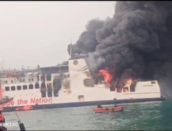KMP Batumandi Terbakar Saat Hendak Sandar di Merak, Seluruh Penumpang Dievakuasi
